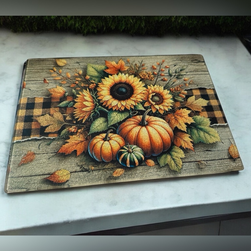 Fall themed glass cutting board